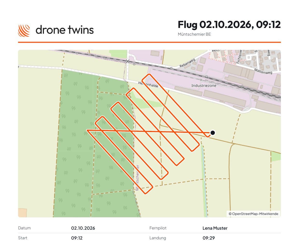 Seite aus dem Flugbuch-PDF